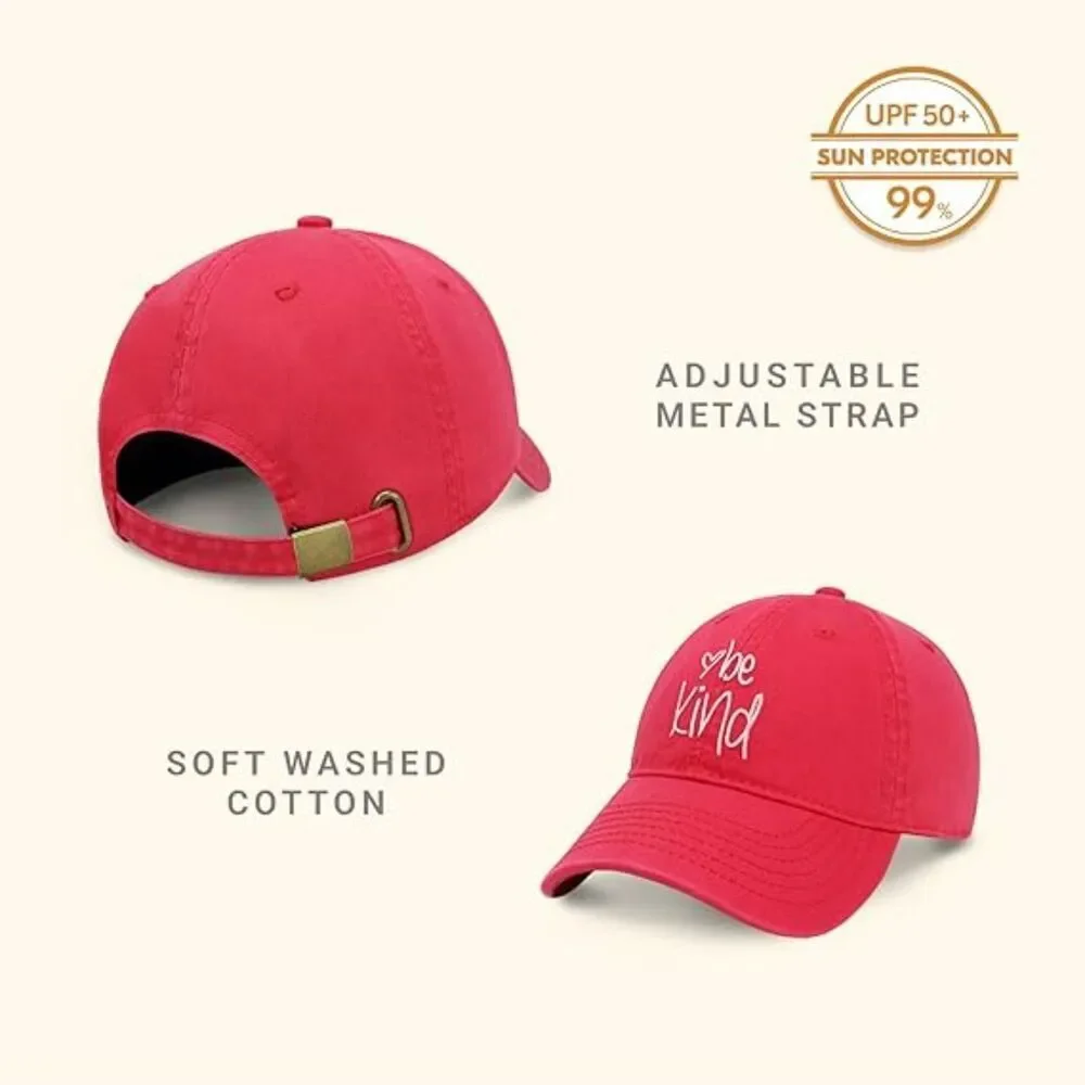 Unisex Hot Pink 100% Cotton Be Kind Embroidered Adjustable Classic Baseball Cap